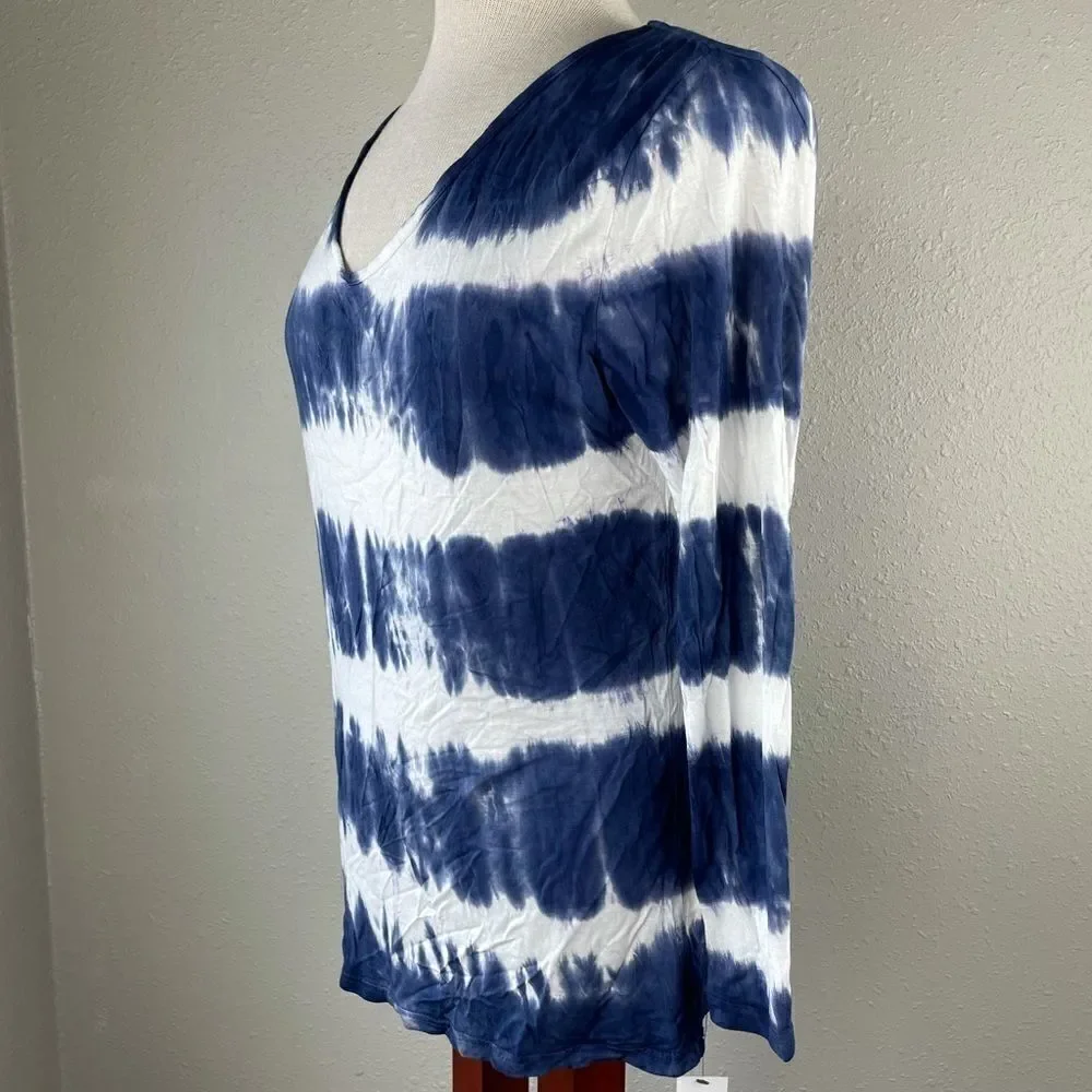 NWT Passports Blue & White Tie Dye Style Top
